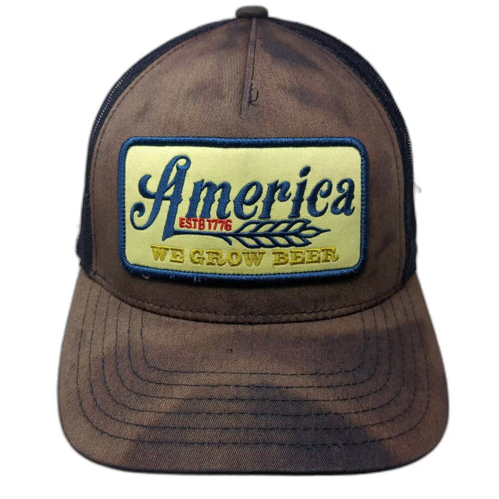 Rural Cloth Trucker Hat Blue One Size Snapback America We Grow Beer Patch Hat